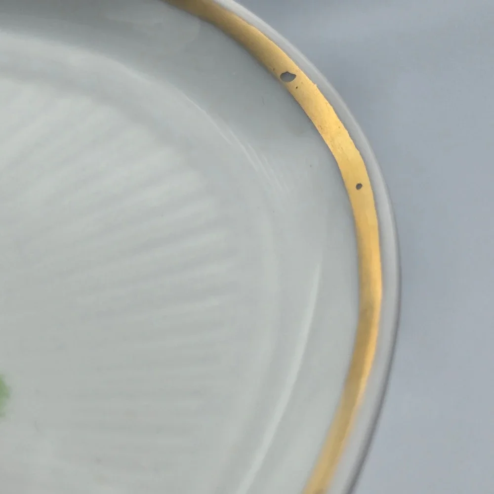 Vintage Porcelain Mini Hand Ring Holder Dish White Gold‎ Trim Made in France 5